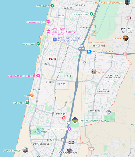 תמונת המחשה מפת העיר בנתניה מגוגל מפות