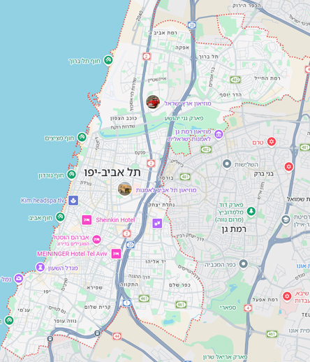 תמונת המחשה מפת העיר תל אביב מגוגל מפות